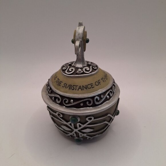 SPIRITUAL HARVEST FAITH PRAYER BOX GREEN JEWELED SILVER TONE - Picture 5 of 10